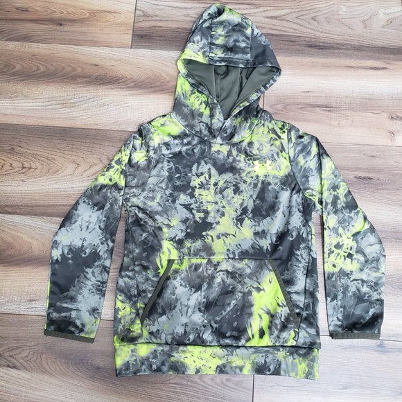 Boys' Under Armour Fleece Printed Cloud Hoodie Green - Picture 3 of 7